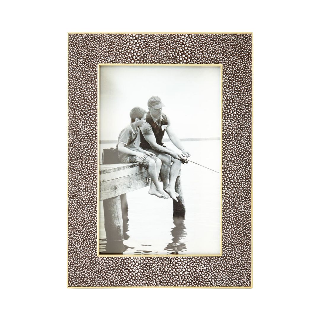 AERIN Classic Faux Shagreen 4" x 6" Picture Frame in Chocolate
