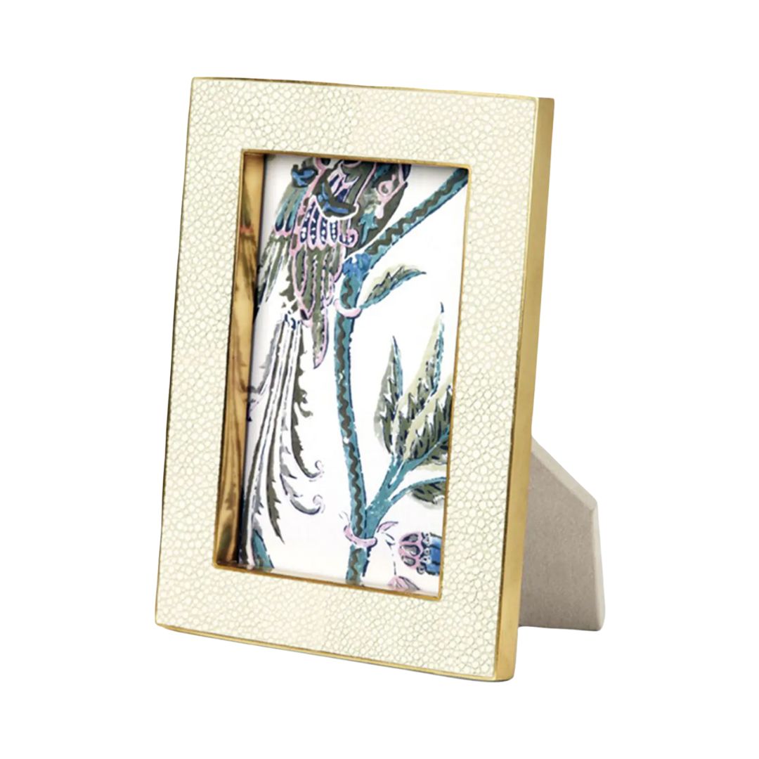AERIN Classic Faux Shagreen 4" x 6" Picture Frame in Cream