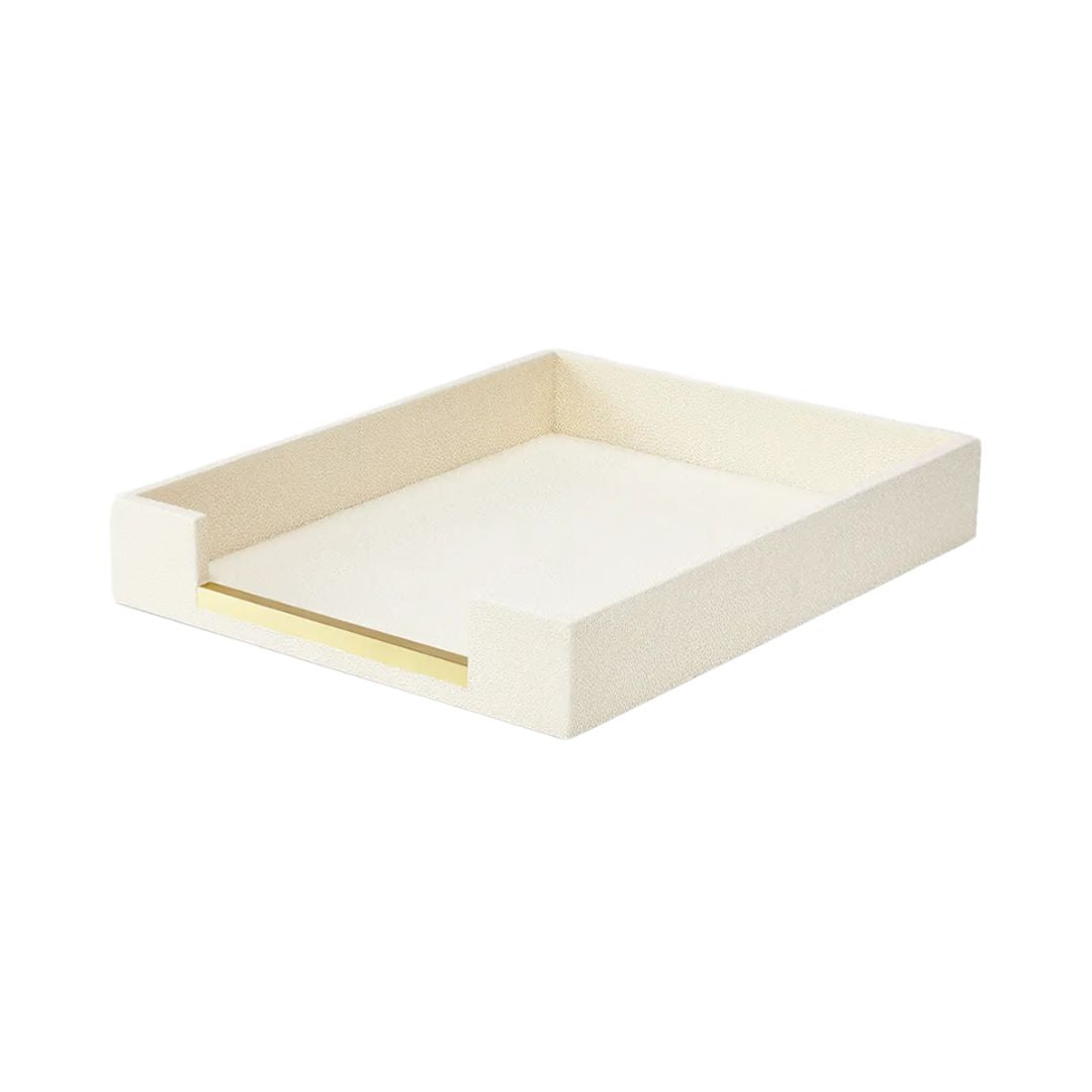 AERIN Faux Shagreen Paper Tray in Cream
