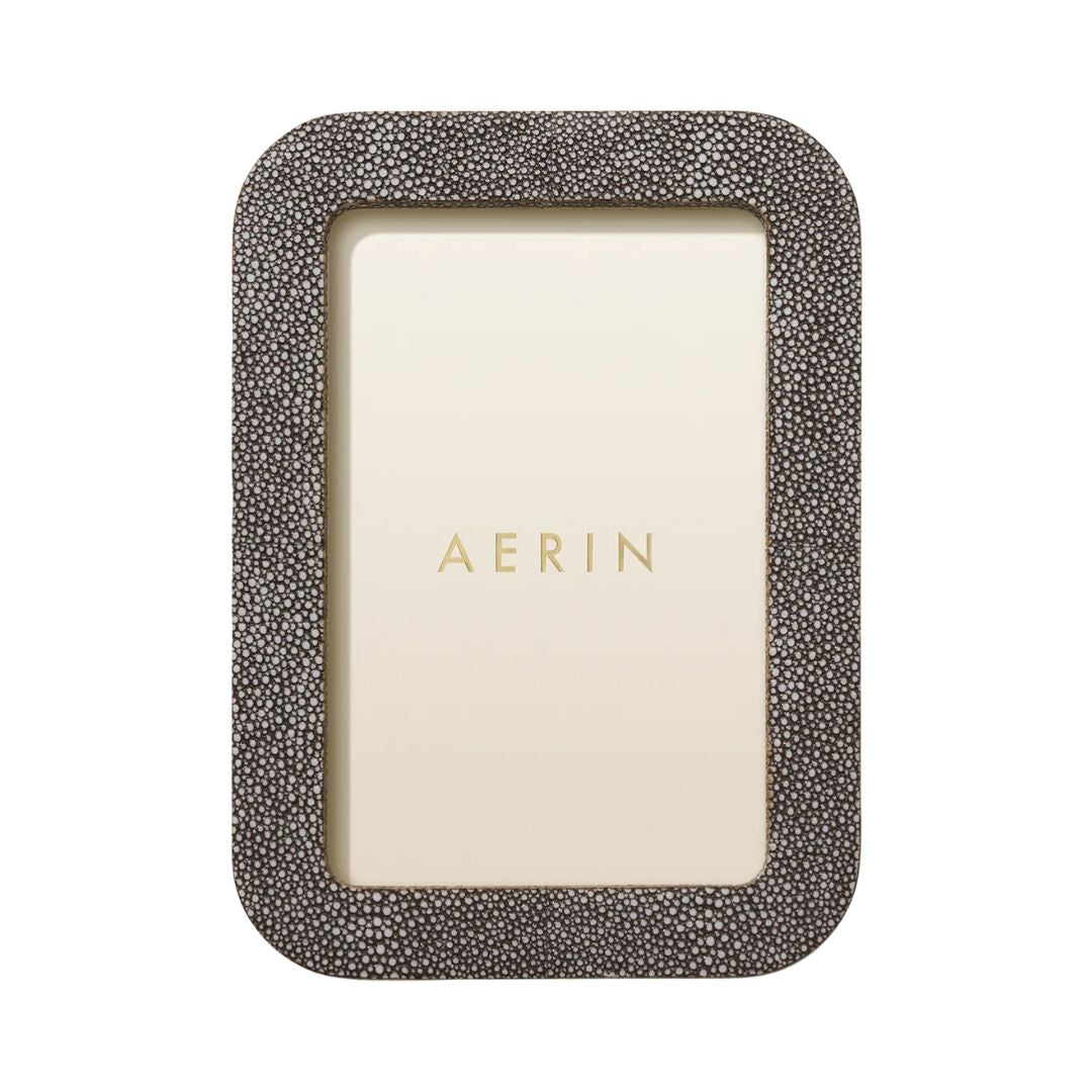 AERIN Modern Faux Shagreen Frame, 4" x 6" in Chocolate