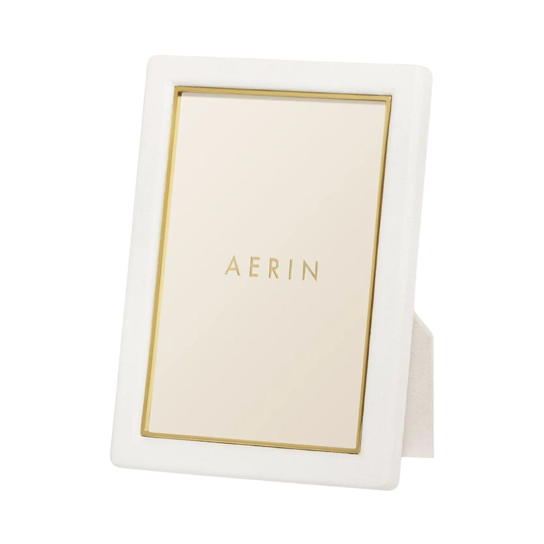 AERIN Piero Leather Photo Frame, 4" x 6" in White