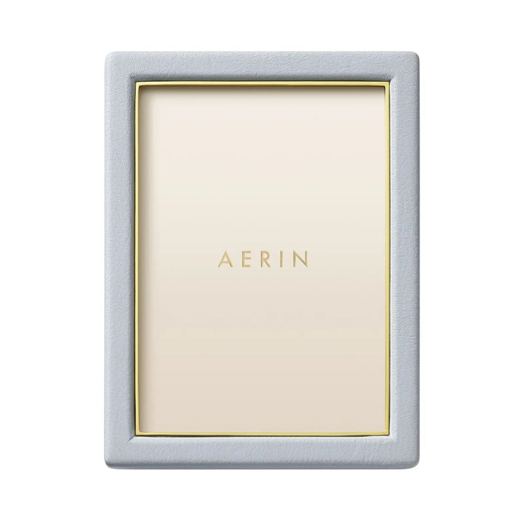 AERIN Piero Leather Photo Frame, 5" x 7" in Blue