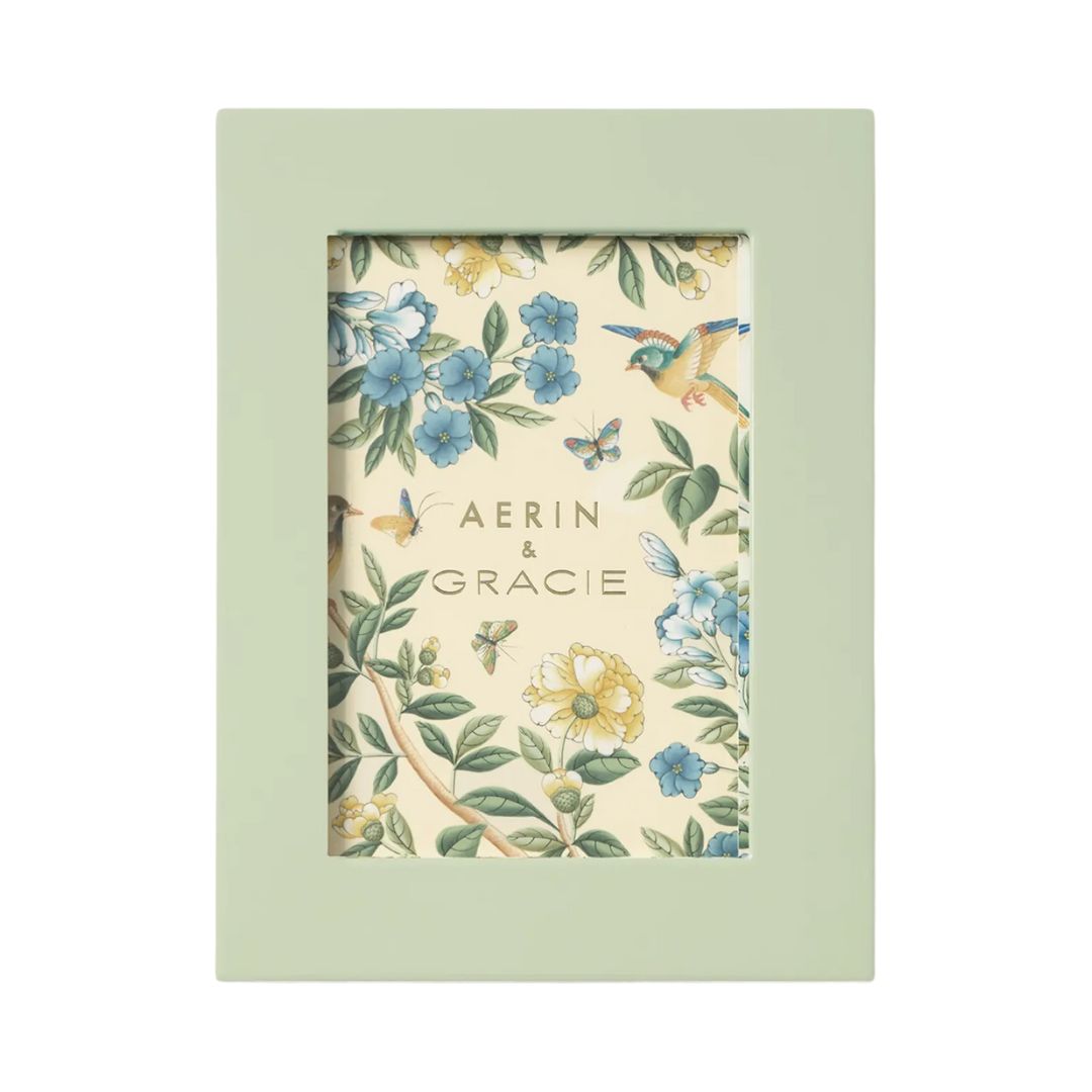 AERIN x Gracie Heathcote Lacquer Photo Frame, 4" x 6" in Open Green