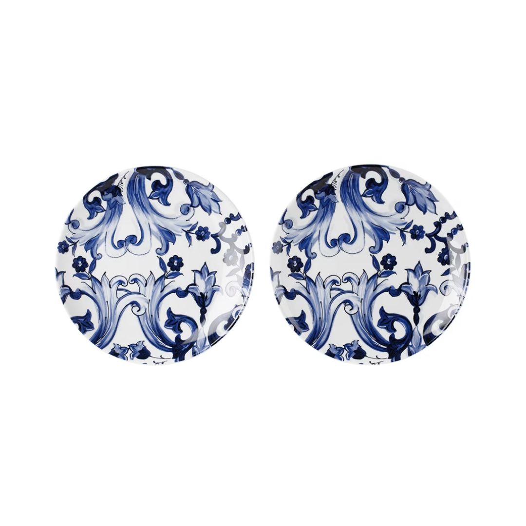 DOLCE & GABBANA Mediterraneo Dinner Plate Set in White & Navy