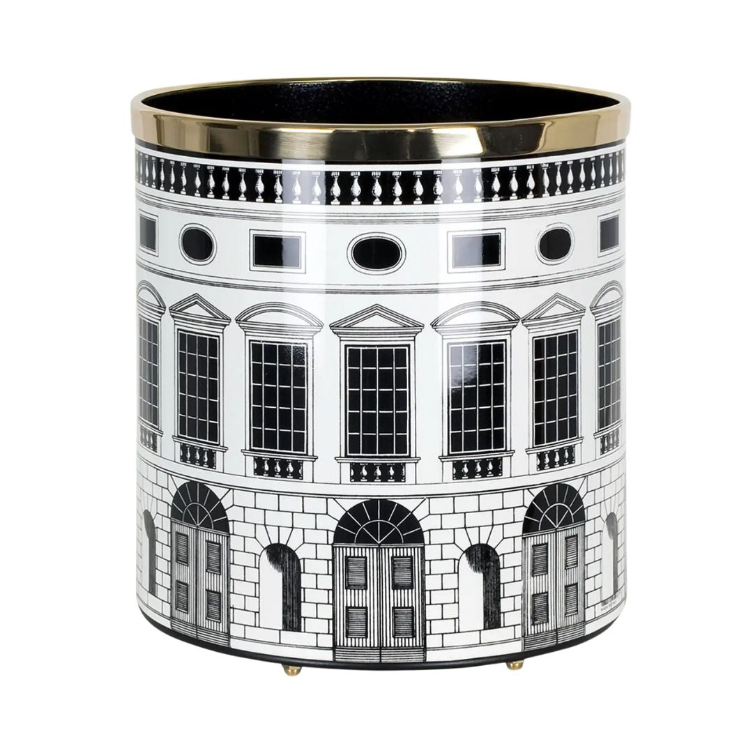 FORNASETTI Architettura Paper Basket in White & Black