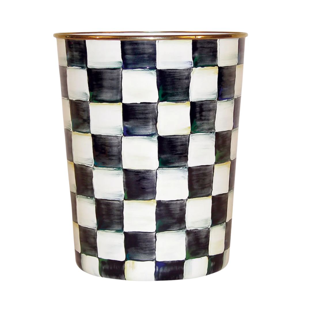 MACKENZIE-CHILDS Courtly Check Wastebasket in Black & White