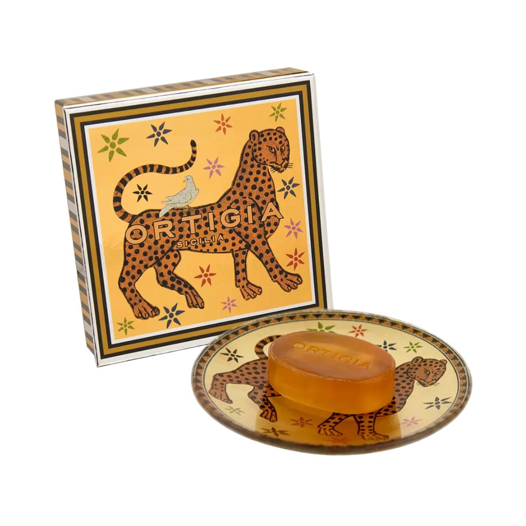 ORTIGIA Ambra Nera Glass Plate & Soap Set