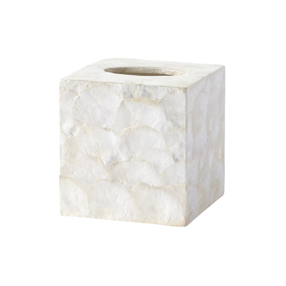 PIGEON AND POODLE Andria Capiz Tissue Box Cover in Ivory