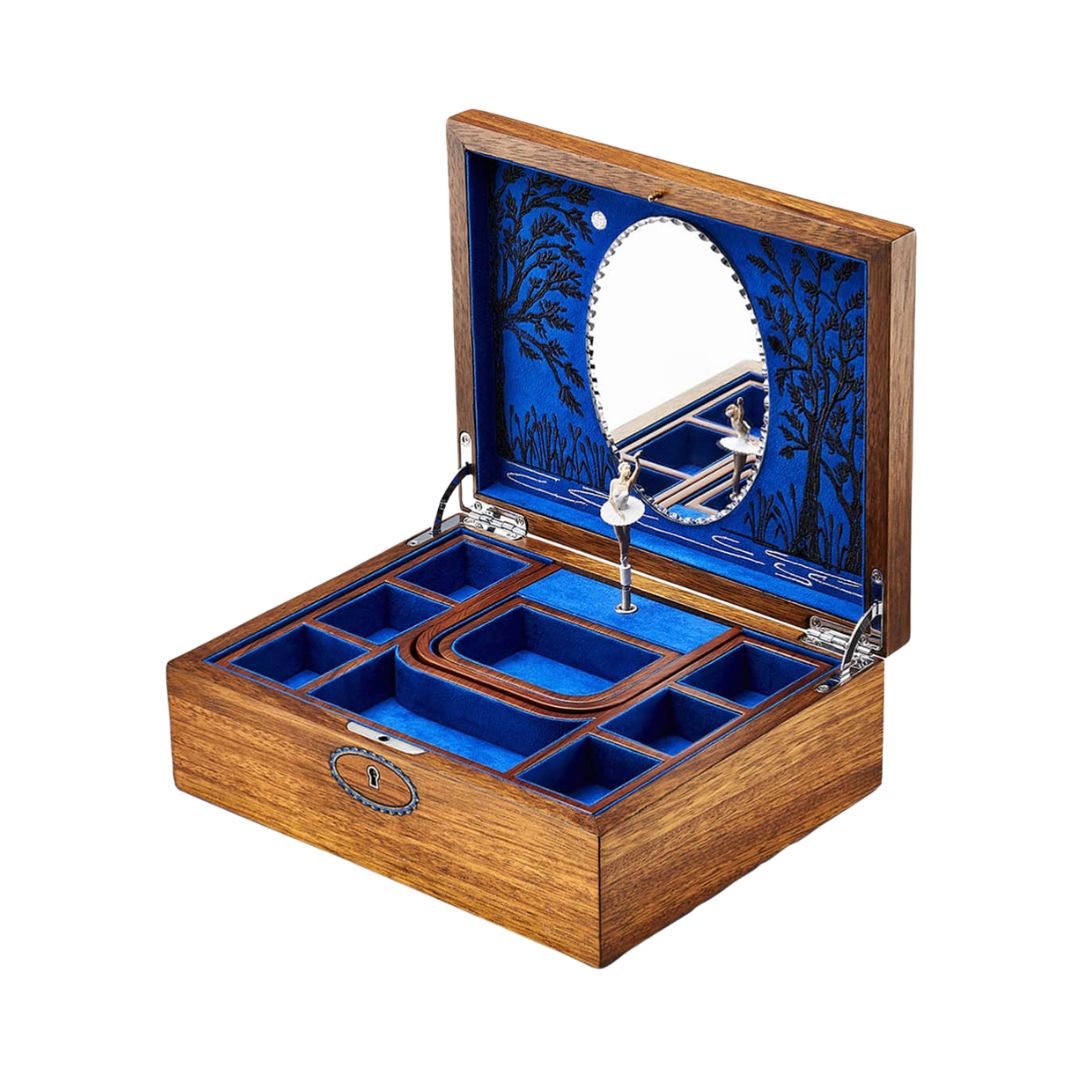 WOLF Ballet Musical Jewelry Box in Wood