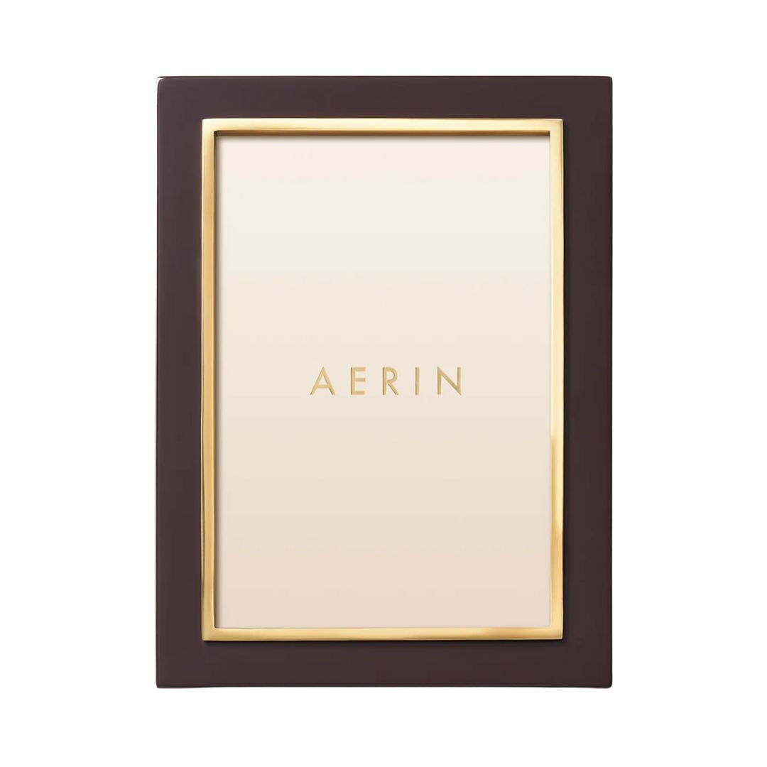 AERIN Chocolate Varda Lacquer Frame, 4x6 in Brown