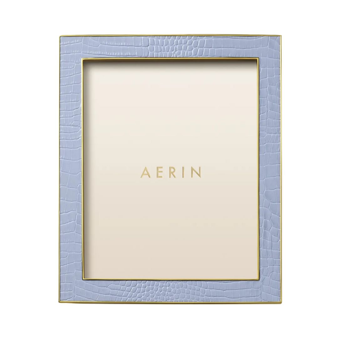 AERIN Classic Croc Leather Photo Frame, 8" x 10" in Blue