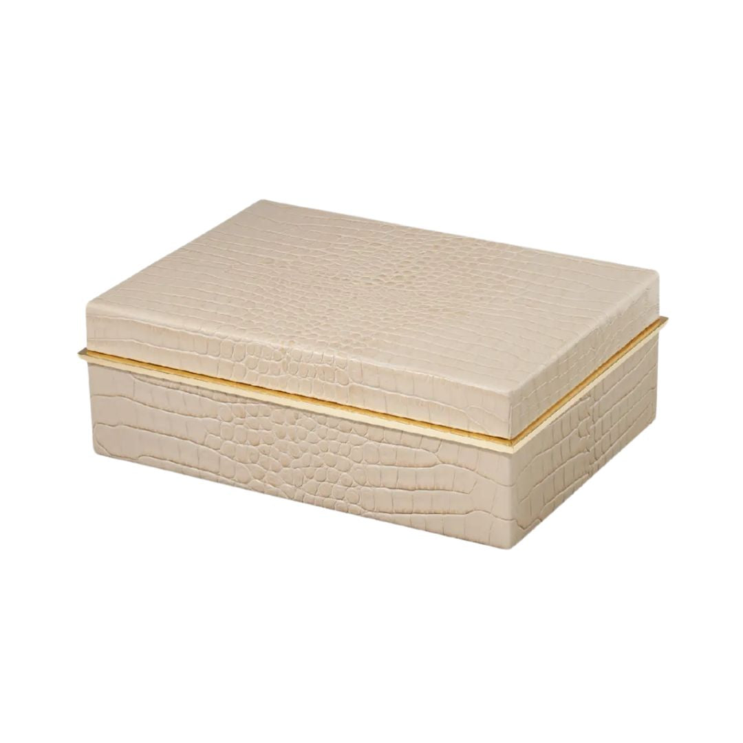 AERIN Classic Croc Leather Small Box in Fawn