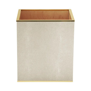 AERIN Classic Faux Shagreen Wastebasket in Cream
