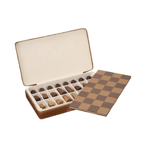 AERIN Enzo Leather Travel Chess Set