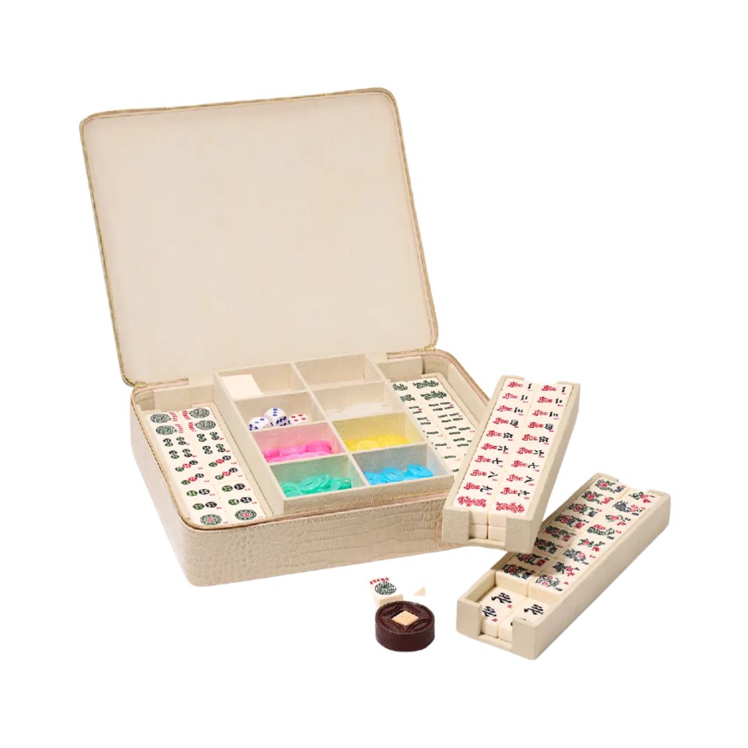 AERIN Enzo Leather Travel Mahjong Set