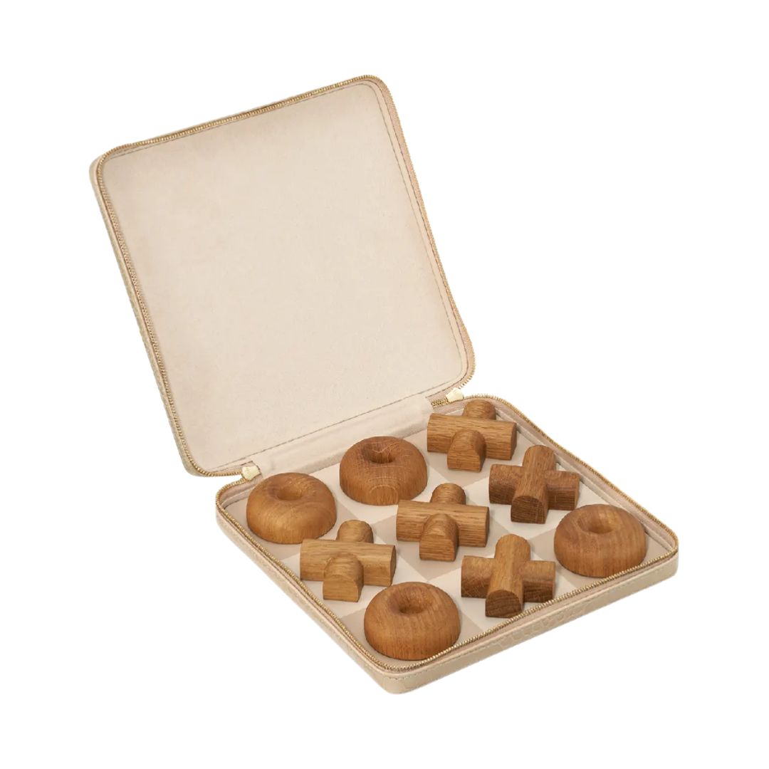 AERIN Enzo Leather Travel Tic-Tac-Toe Set