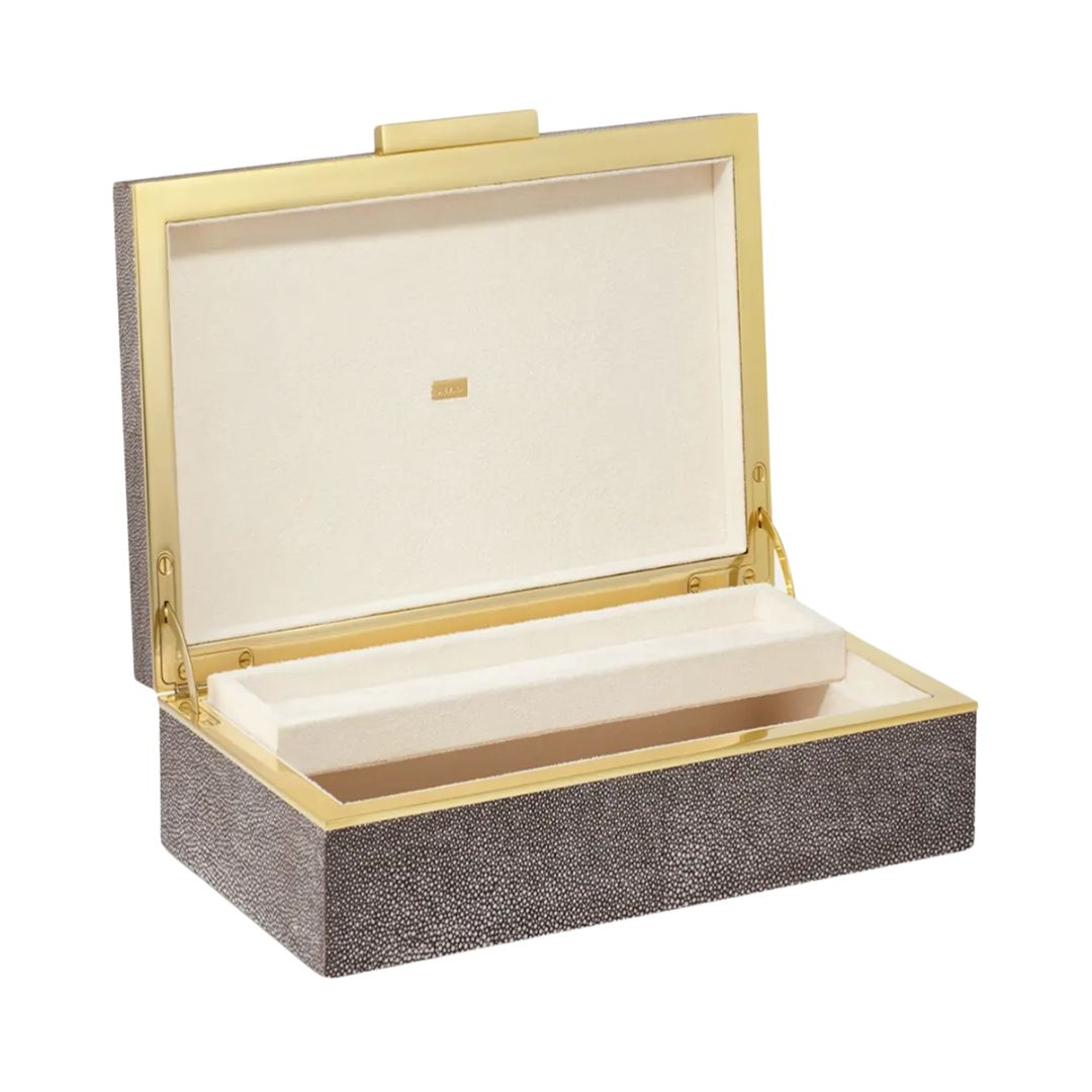 AERIN Faux Shagreen Envelope Box in Chocolate
