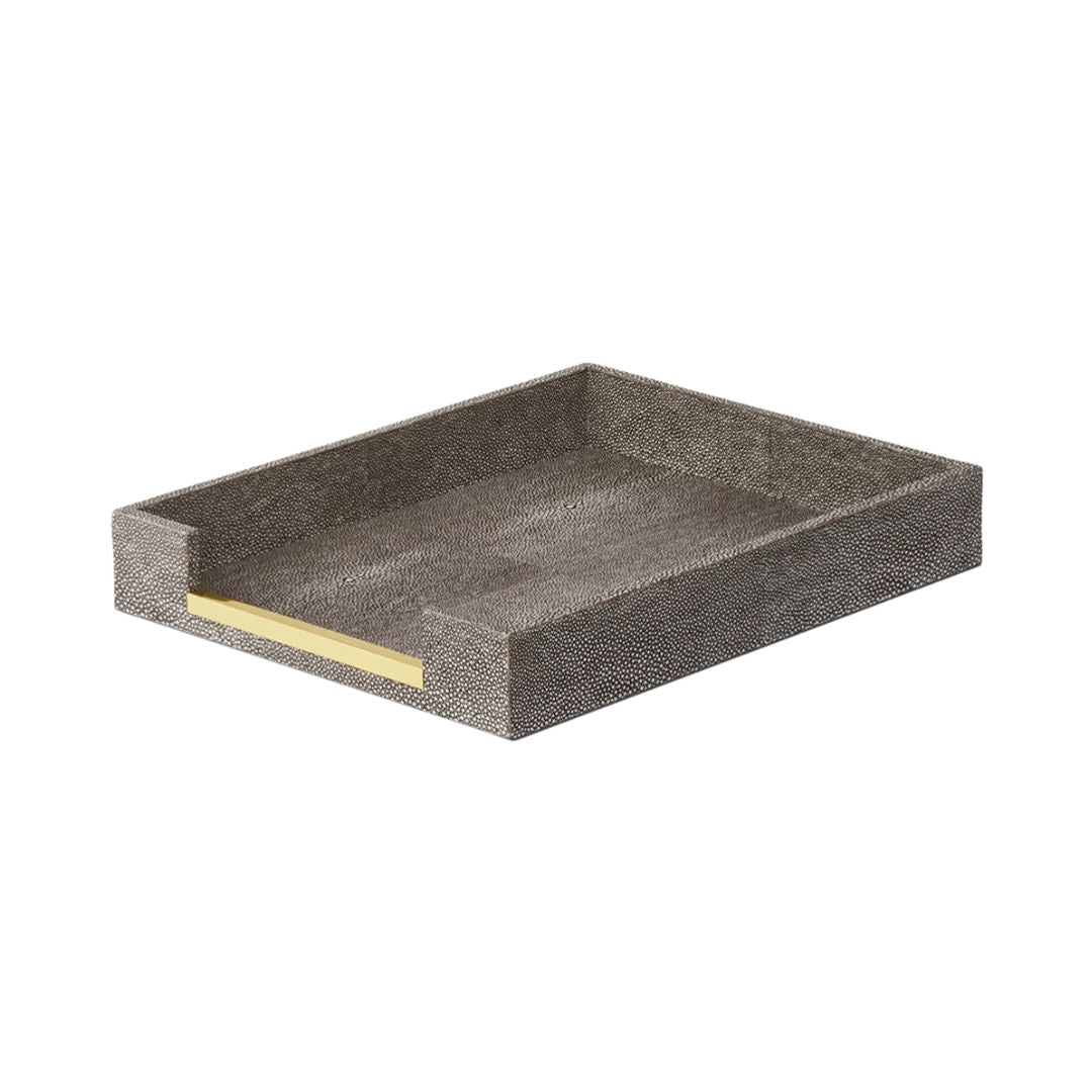 AERIN Faux Shagreen Paper Tray in Chocolate