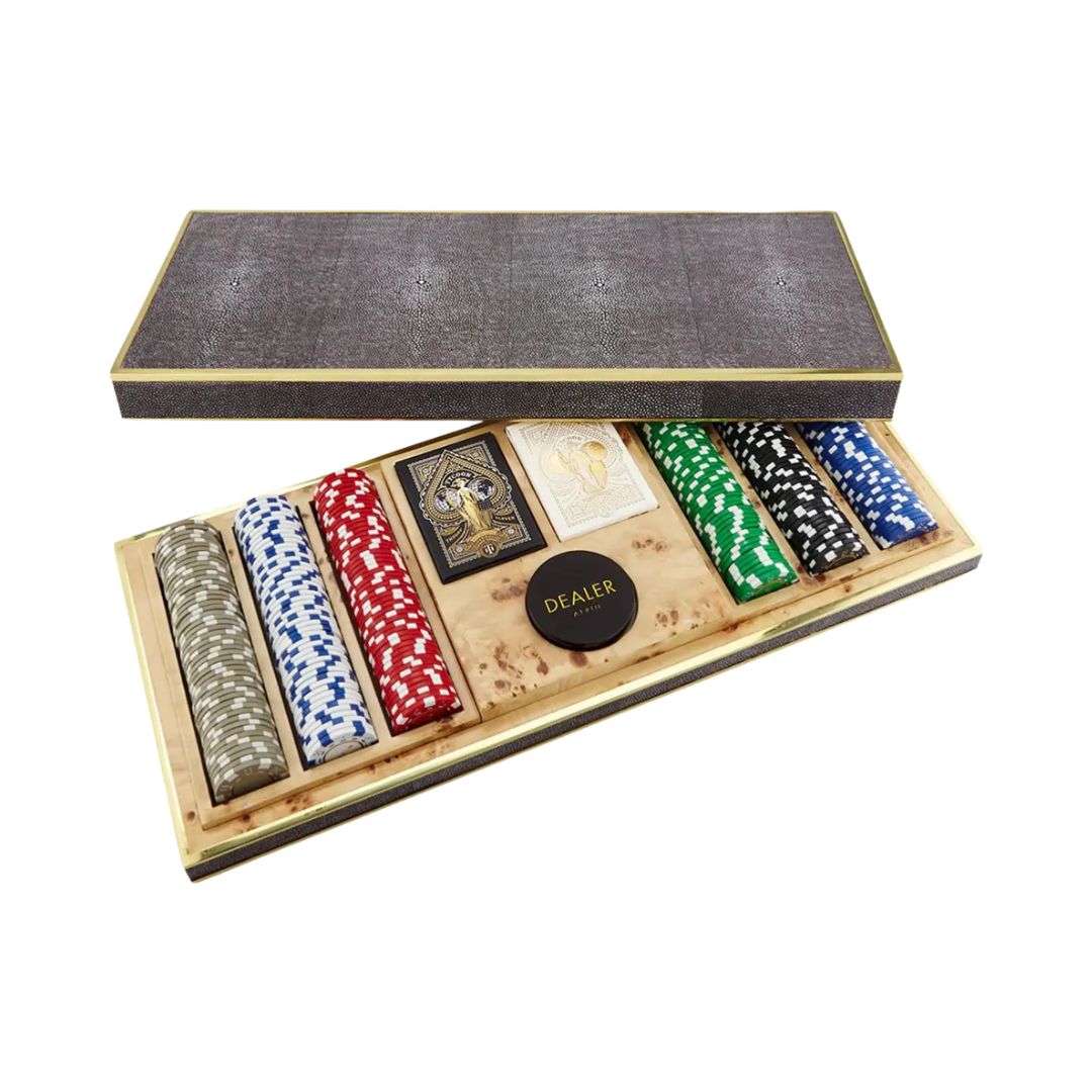 AERIN Faux Shagreen Poker Set