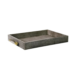 AERIN Faux Shagreen Rectangular Tray in Chocolate