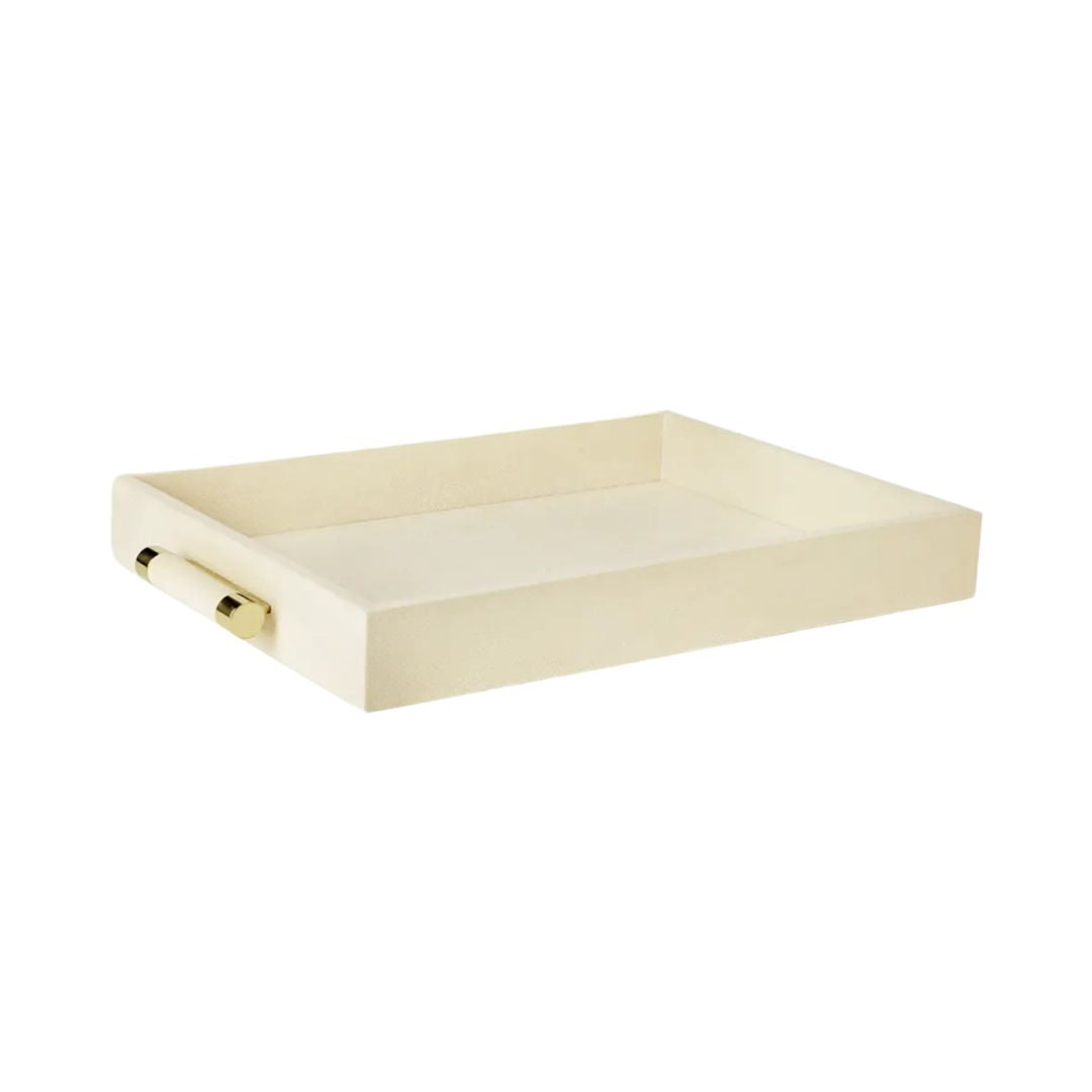 AERIN Faux Shagreen Rectangular Tray in Cream