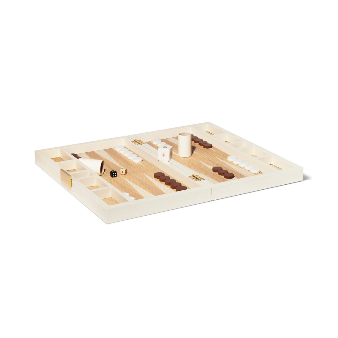 AERIN Lacquer Raffia Backgammon Set