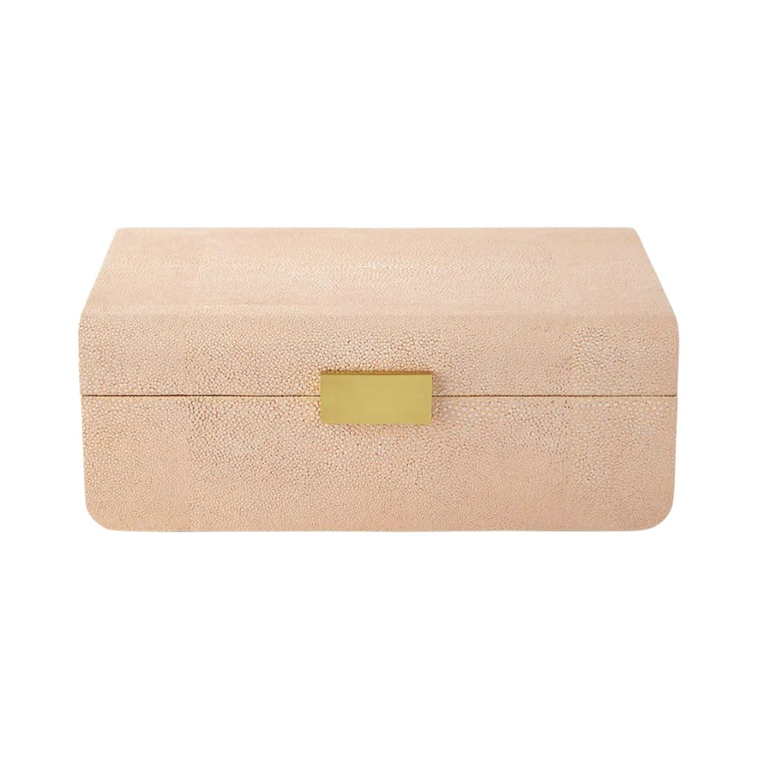 AERIN Large Blush Modern Faux Shagreen Decorative Box