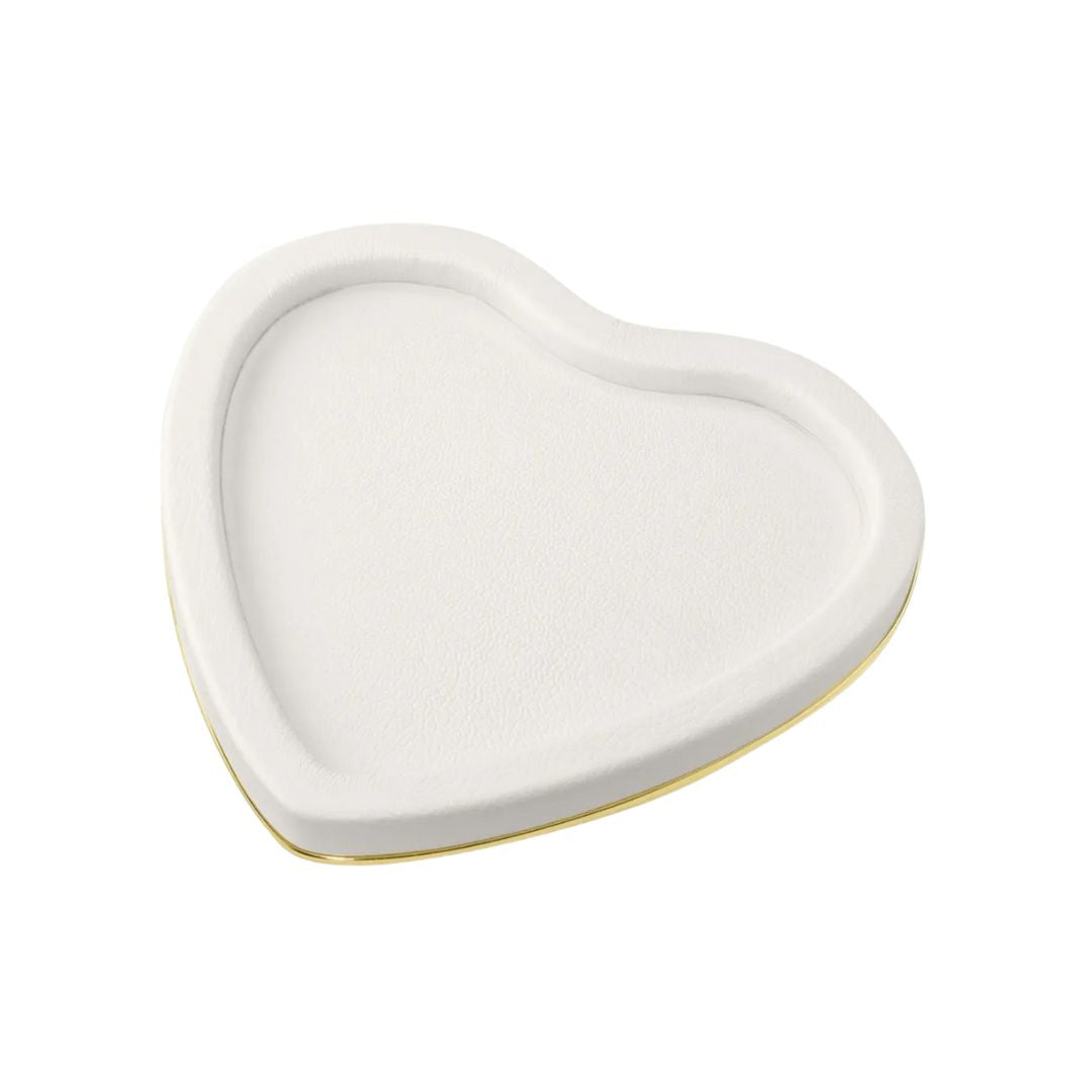 AERIN Piero Leather Heart Tray in Shadow White