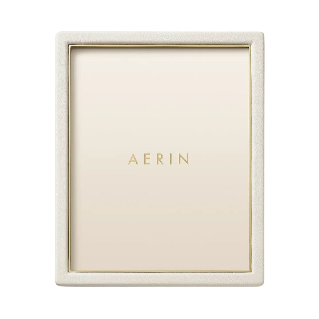 AERIN Piero Leather Photo Frame, 8" x 10" in White