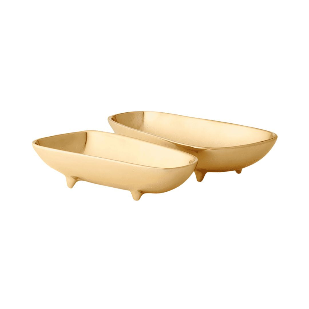 AERIN Valerio Small Footed Bowl in Gold