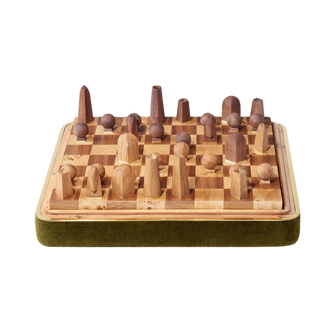 AERIN Velvet Chess Set in Green