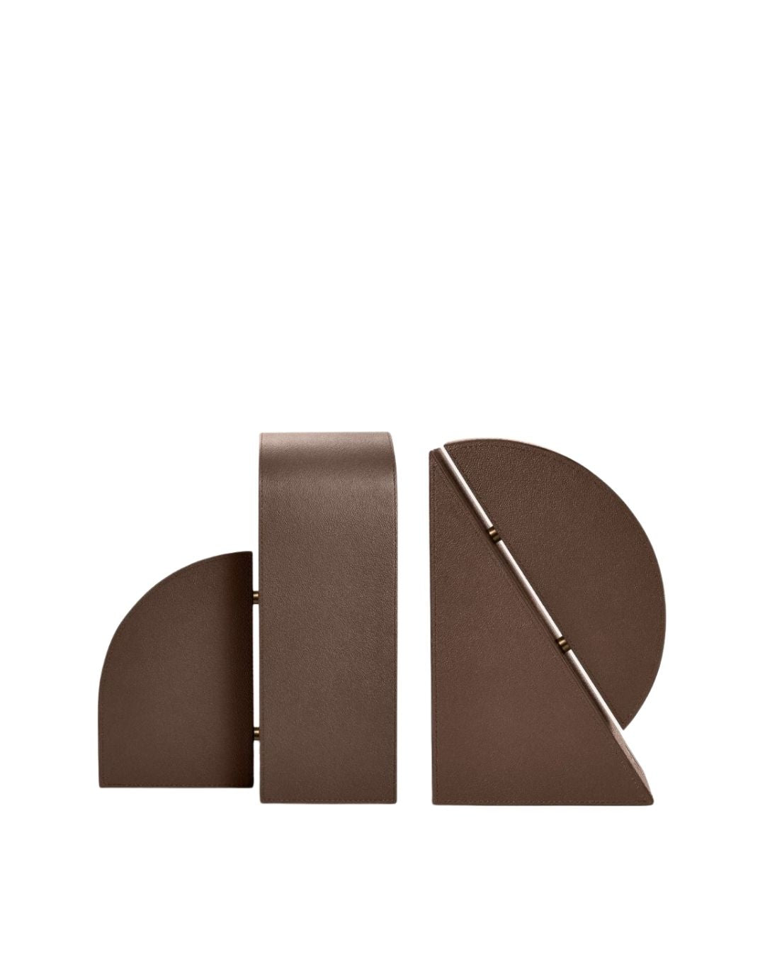 ASSOULINE Cubist bookends in brown. Sculptural geometric accents for shelves, desks, and refined interiors.