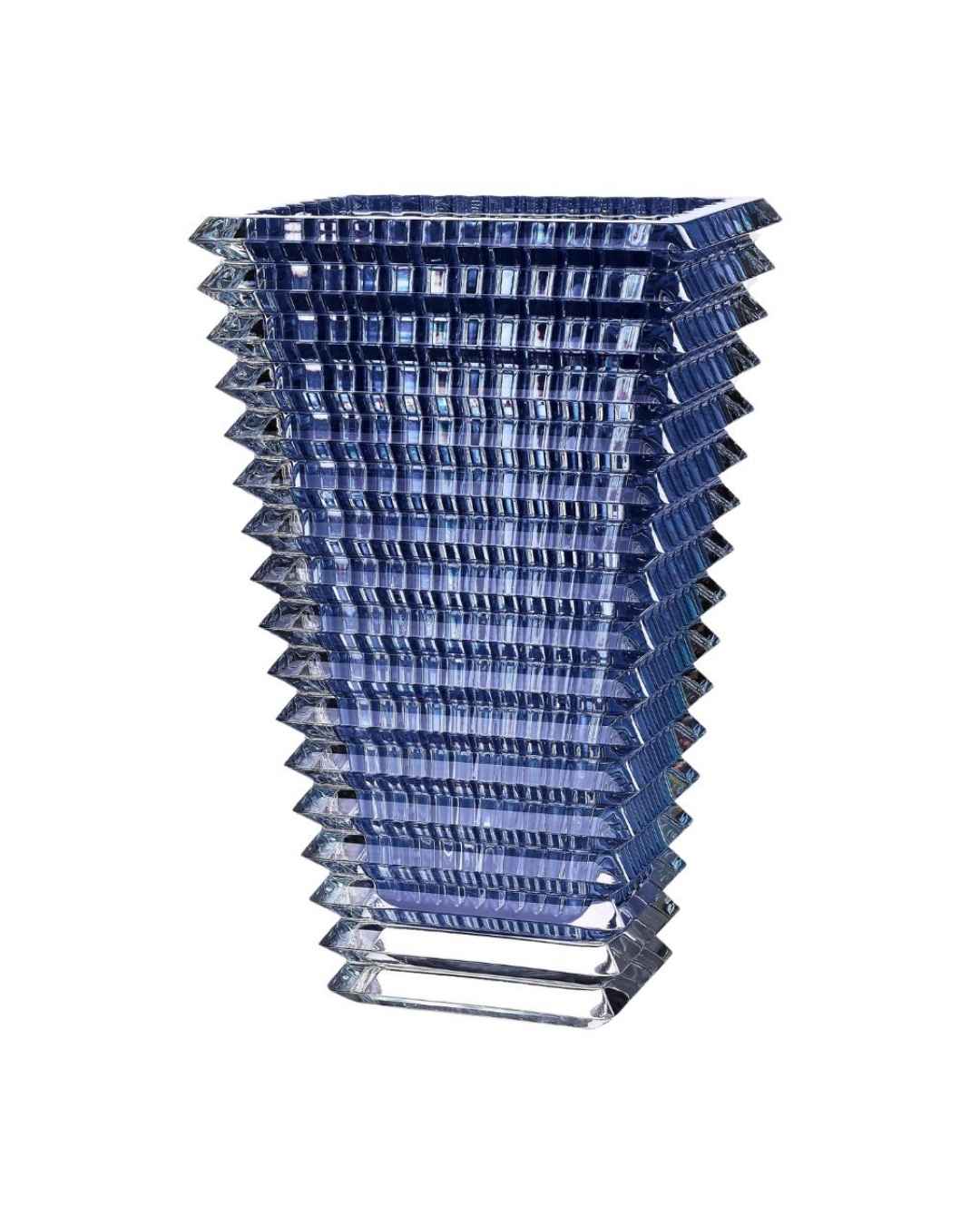 BACCARAT blue Eye rectangular vase L. Cut crystal statement piece for floral displays and refined interiors.