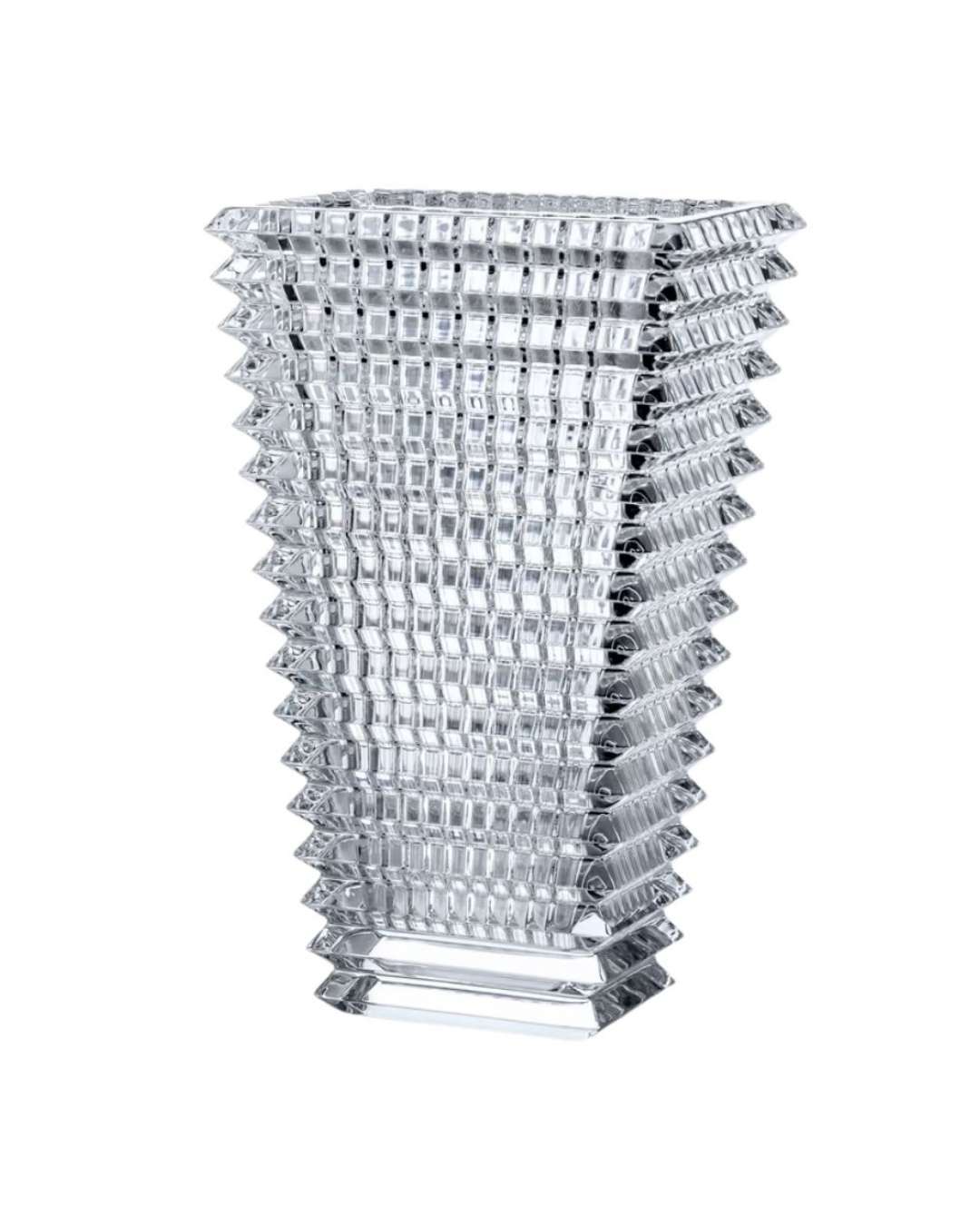 BACCARAT Eye rectangular vase L. Cut crystal design object for statement floral arrangements and refined interiors.