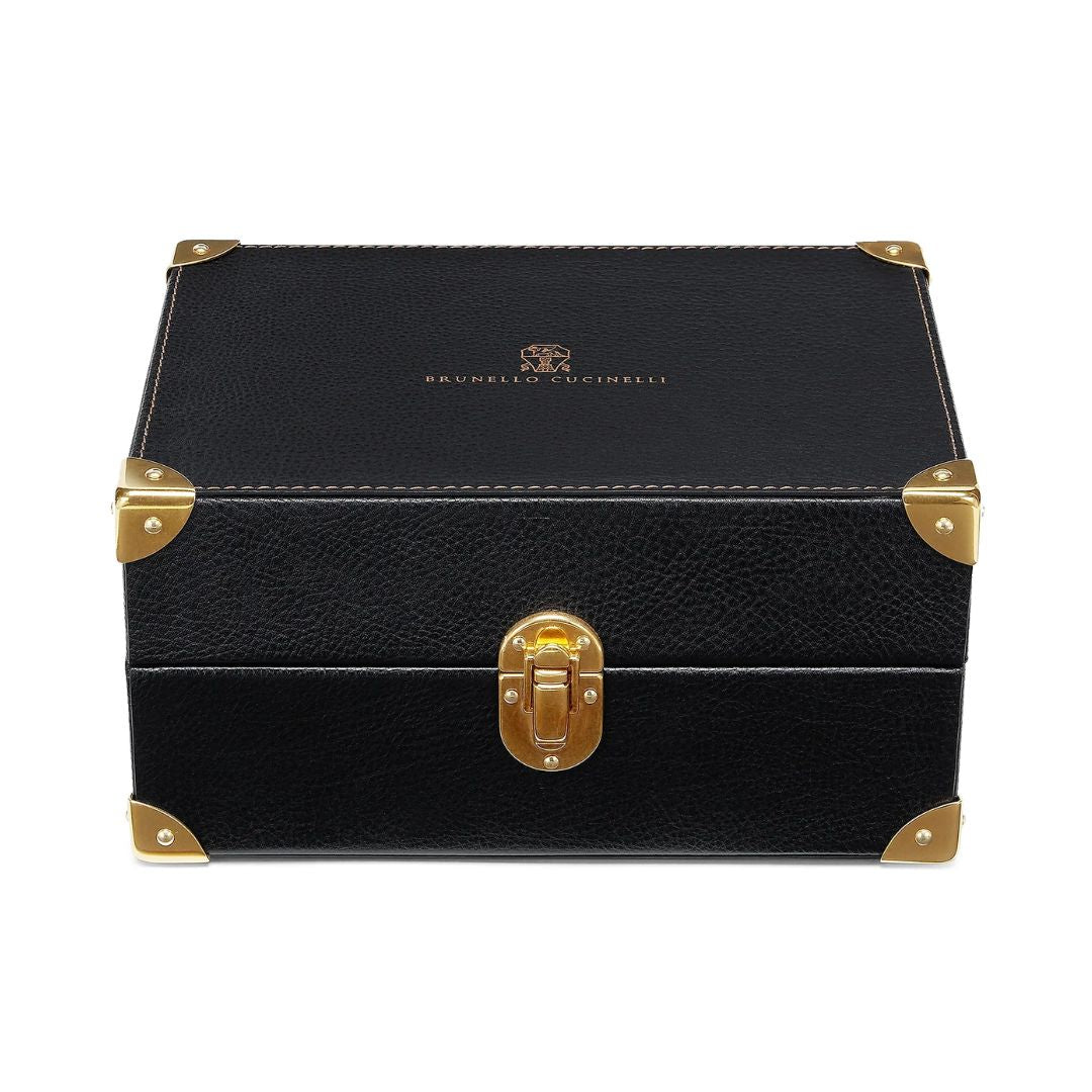 BRUNELLO CUCINELLI Grained Calfskin Watch Box in Black