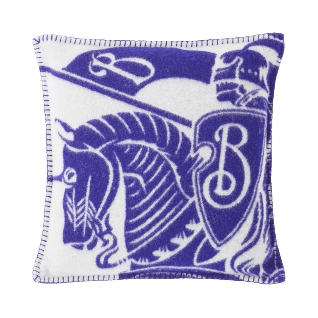 BURBERRY EKD Wool Cushion in Navy & White