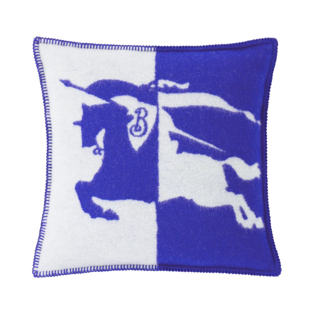 BURBERRY EKD Wool Cushion in Navy & White