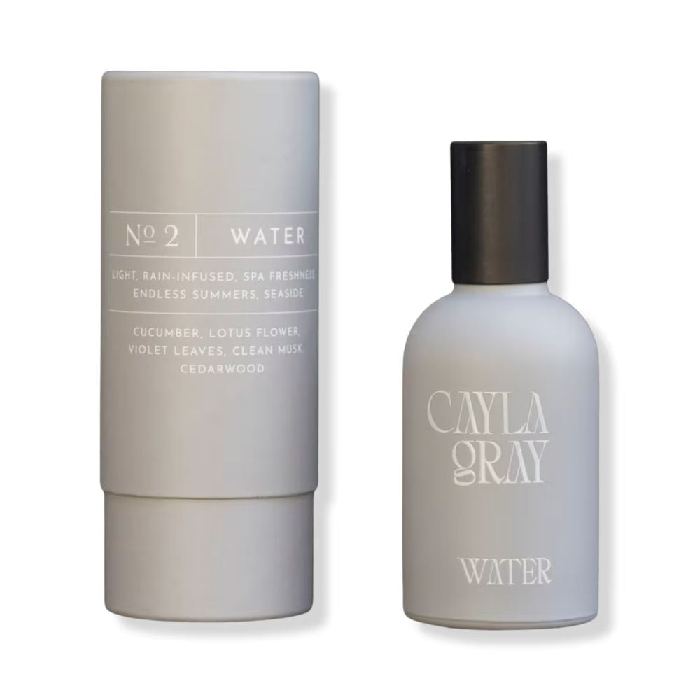 CAYLA GRAY Water blends aquatic, floral, and woody notes for a fresh, modern fragrance.