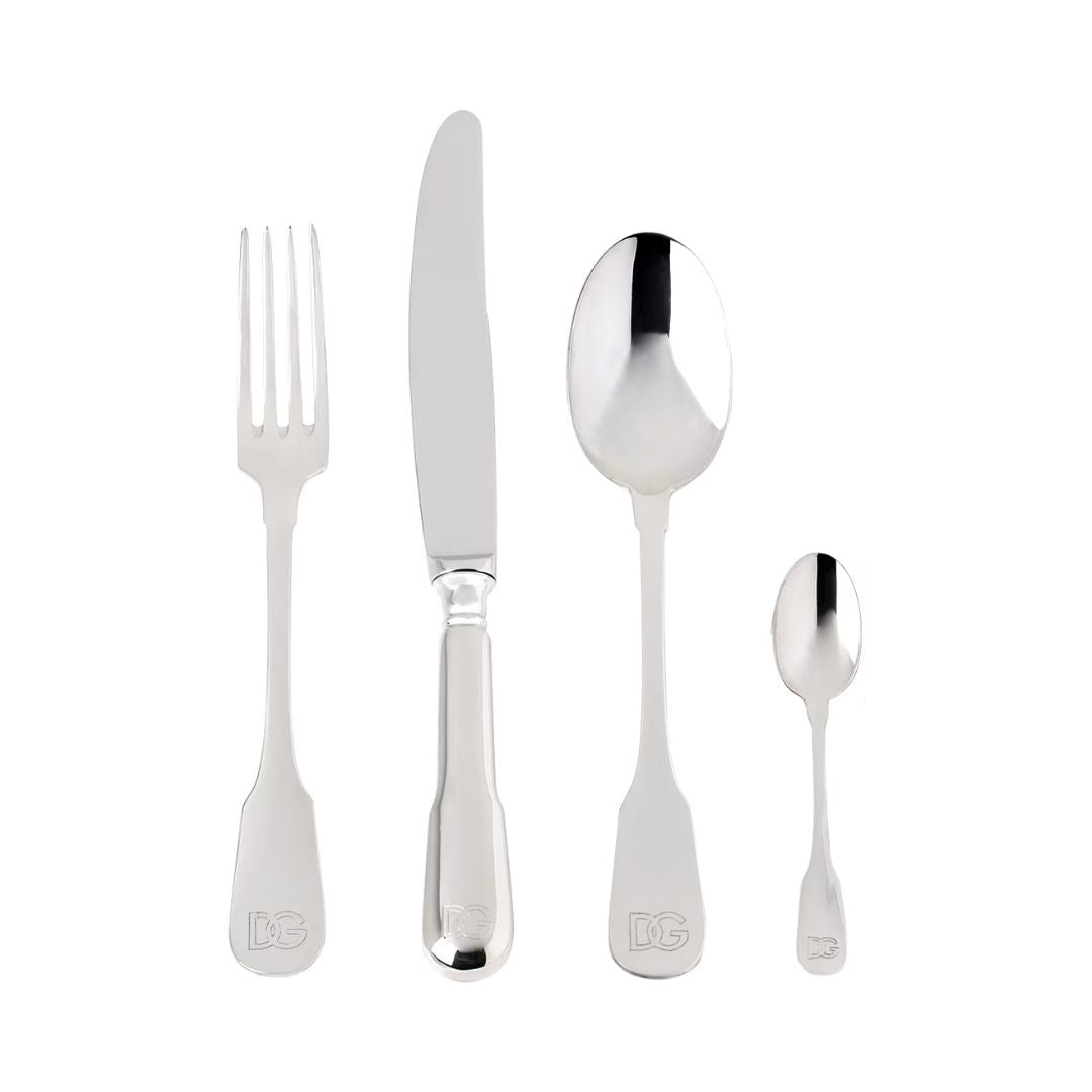 DOLCE & GABBANA DG Logo Flatware Set 4 pcs in Silver