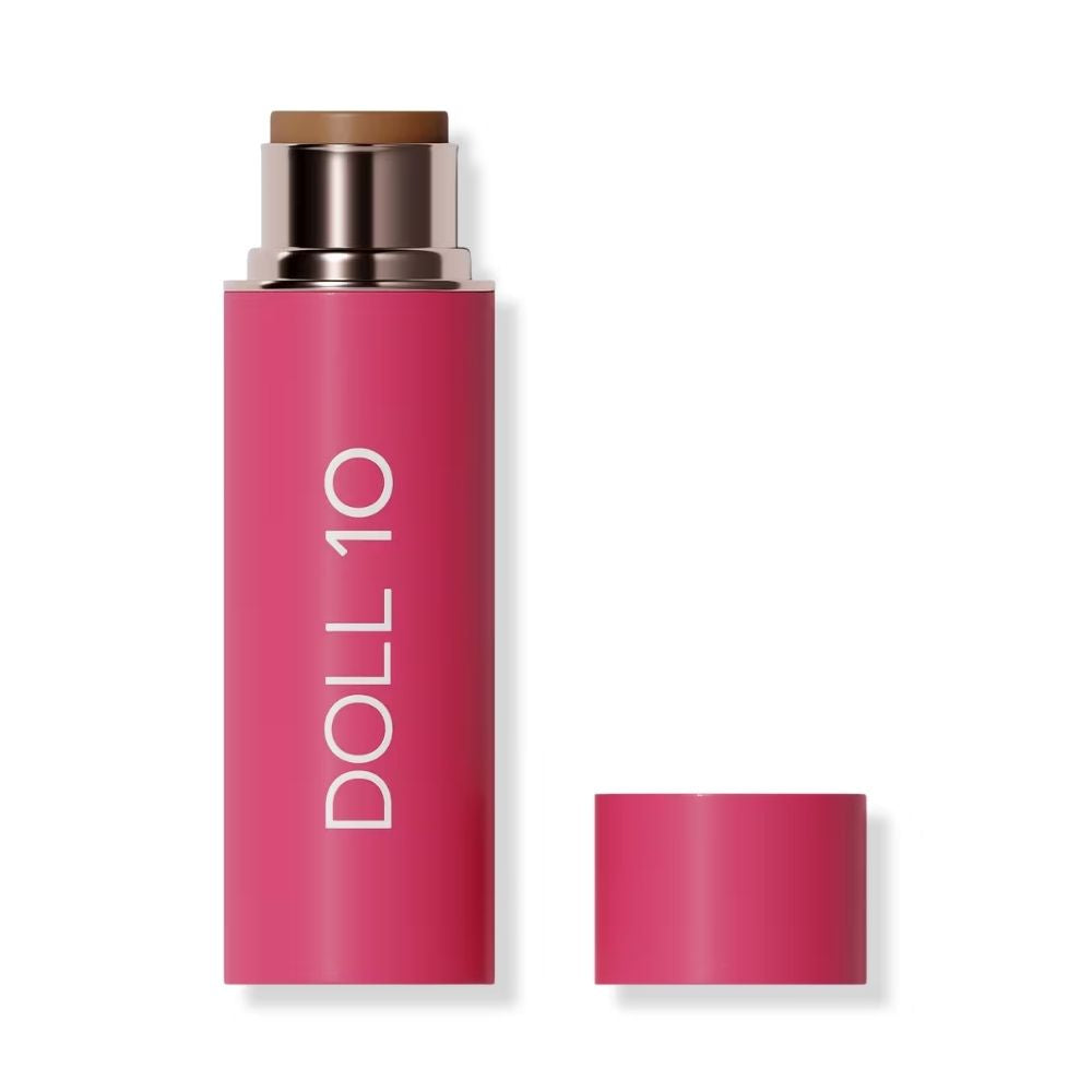 DOLL 10 Peptide Blur Stick Foundation blurs imperfections with buildable coverage and skincare-inspired peptides.