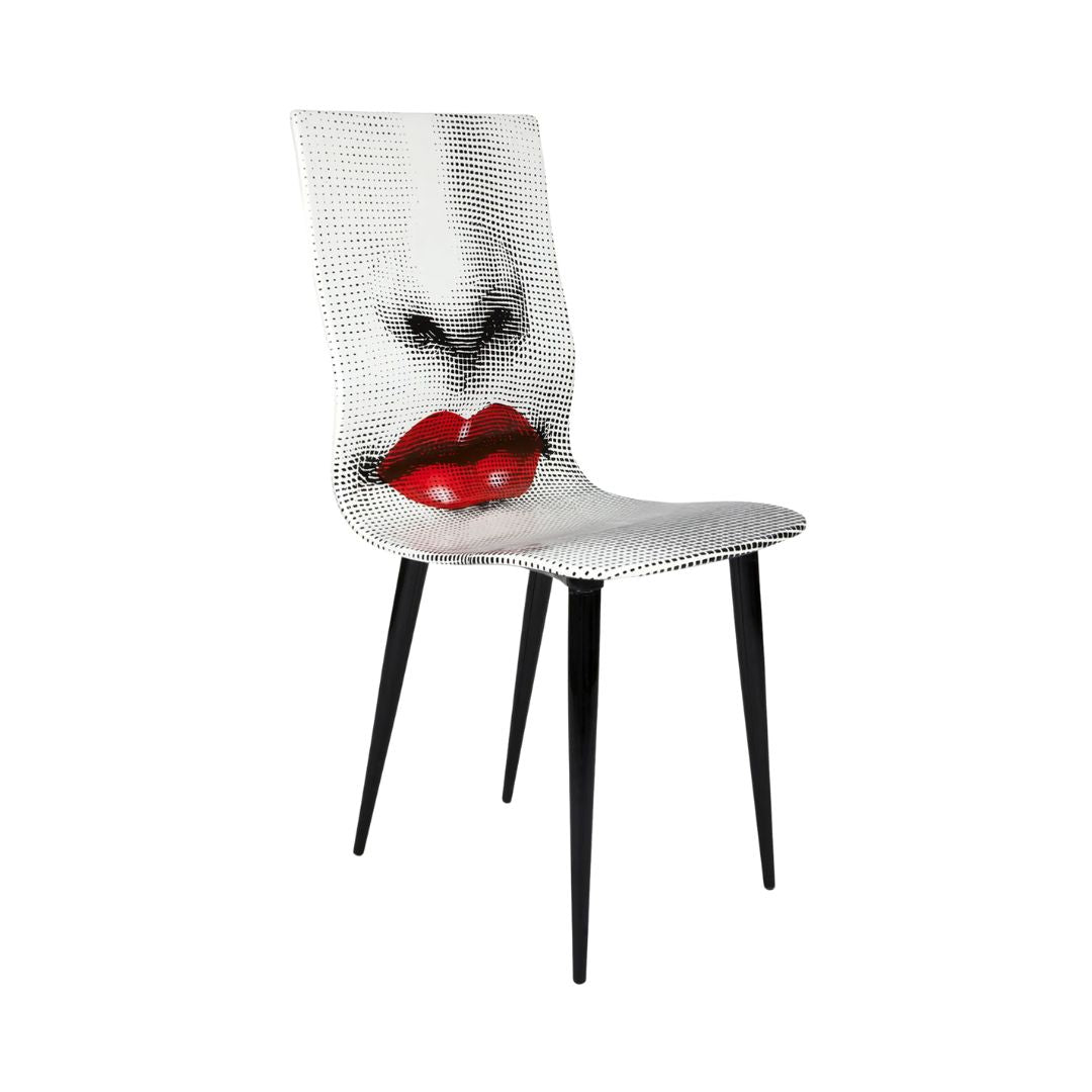 FORNASETTI Bocca Chair in Black, White & Red