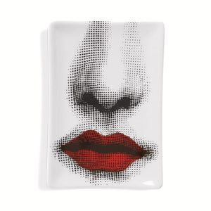 FORNASETTI Bocca Red Lips Rectangular Ashtray in White & Red