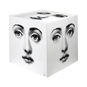 FORNASETTI Faces Cube with Drawer in White & Black