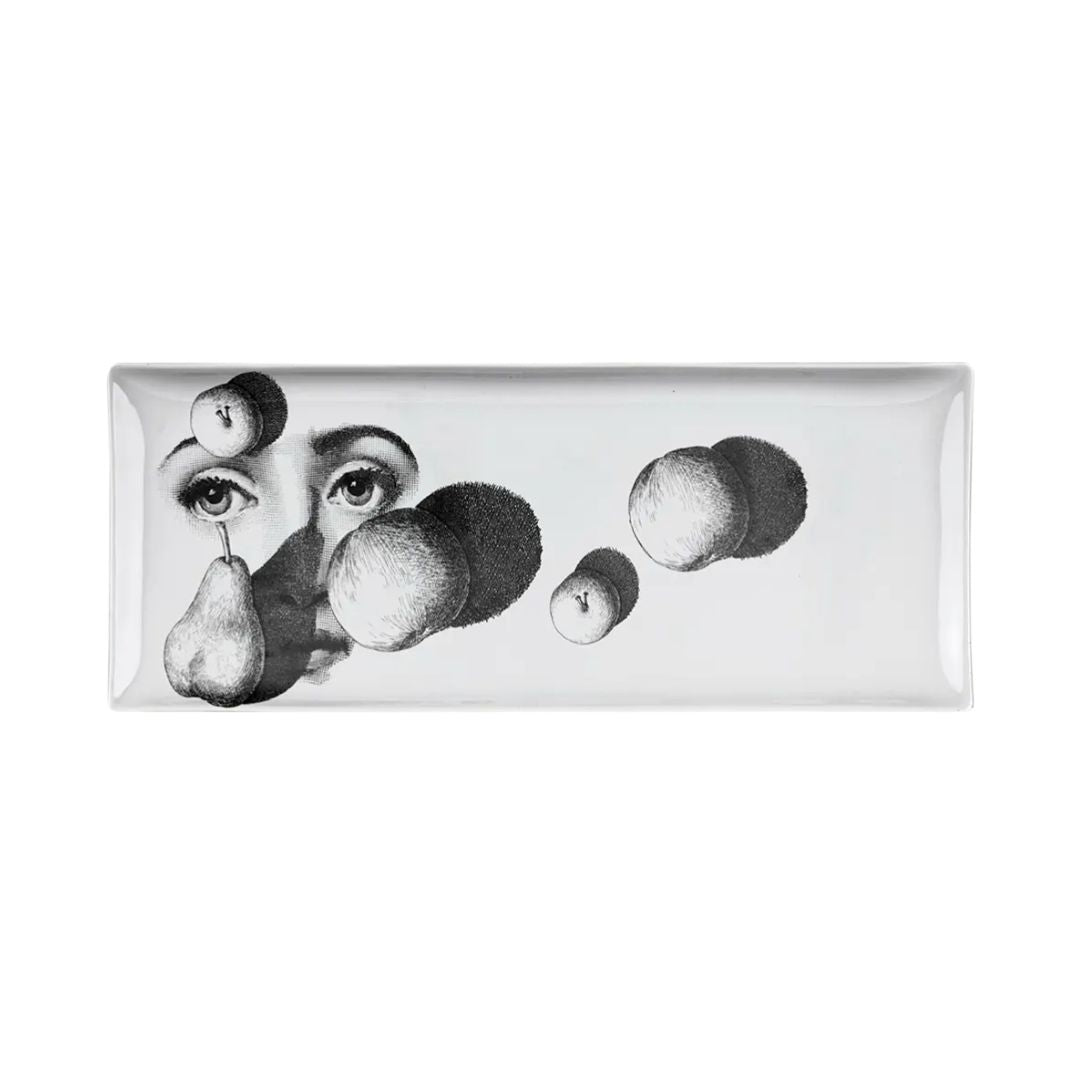 FORNASETTI Lina Cavalieri Rectangular Ashtray in White & Black