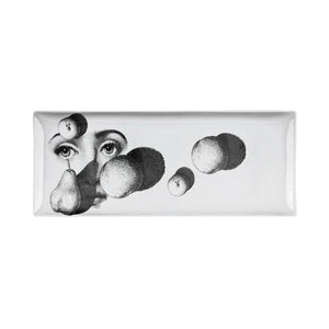 FORNASETTI Lina Cavalieri Rectangular Ashtray in White & Black