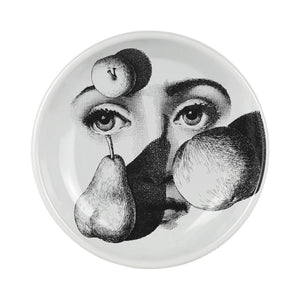 FORNASETTI Lina Cavalieri Round Ashtray in White & Black