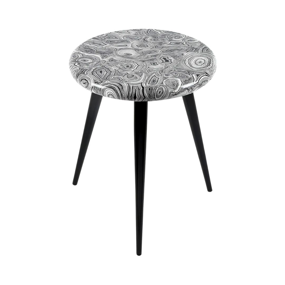 FORNASETTI Malachite Stool in Black & White