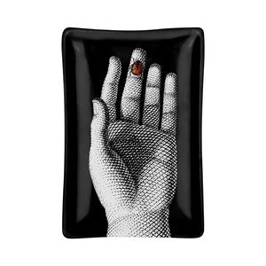 FORNASETTI Mano Rectangular Ashtray in Black & White