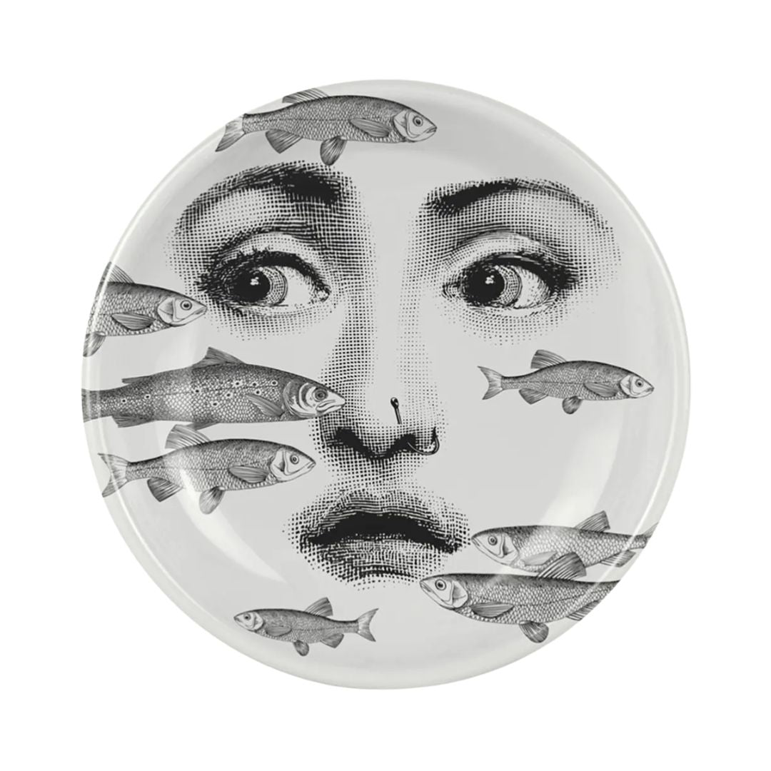 FORNASETTI Tema e Variazioni No. 392 Round Ashtray in White & Black