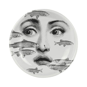 FORNASETTI Tema e Variazioni No. 392 Round Ashtray in White & Black